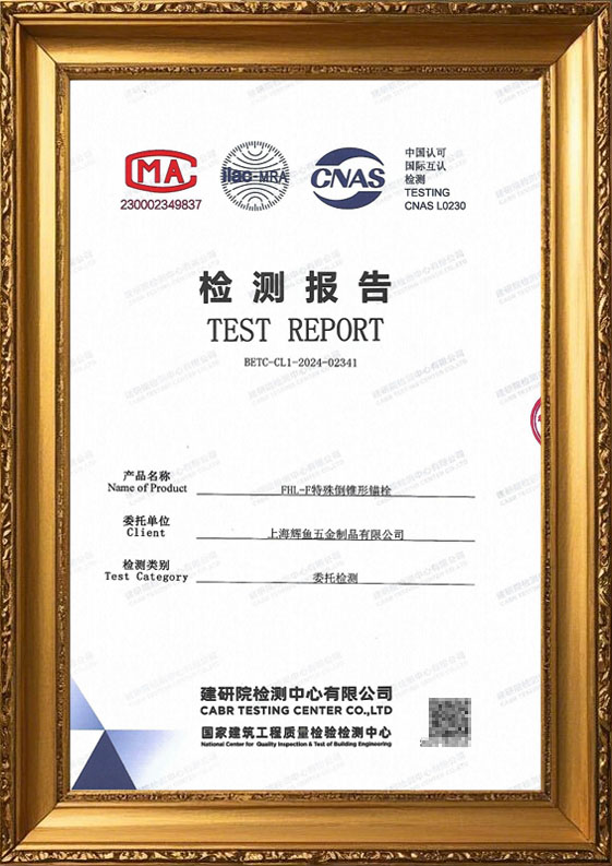 上海辉鱼倒锥锚栓检测报告